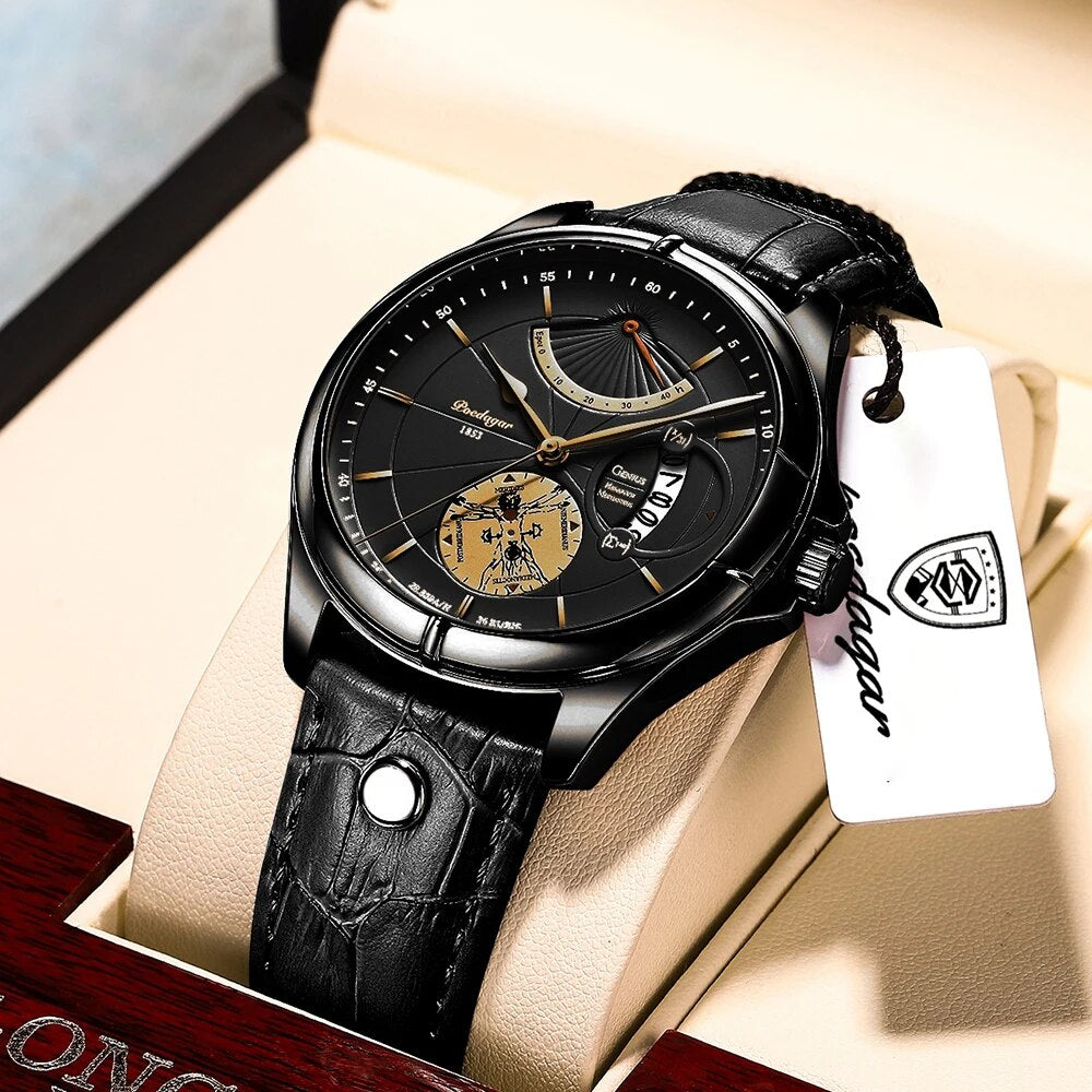 【Limited Time Offer】Men Watch Fashion Top Sport Men's Wristwatch Waterproof Luminous Leather Date Quartz Watches