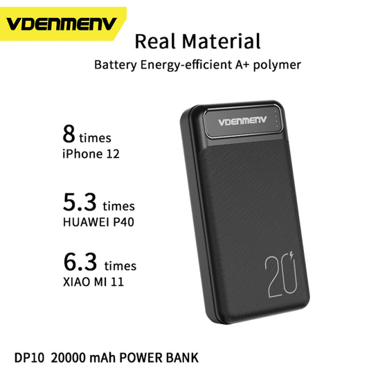 VDENMENV DP10 Dual USB And Type C 20000mAh Power bank with 5V 2.1A Output