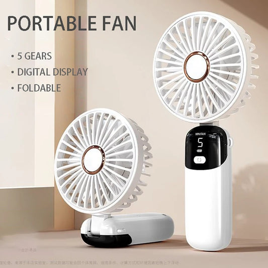 Portable USB Mini Fan- Handheld Cooling Fan Rechargeable Electric LED Fan, Handheld Fan With Phone Stand- Office household Desk Mini Fan HF