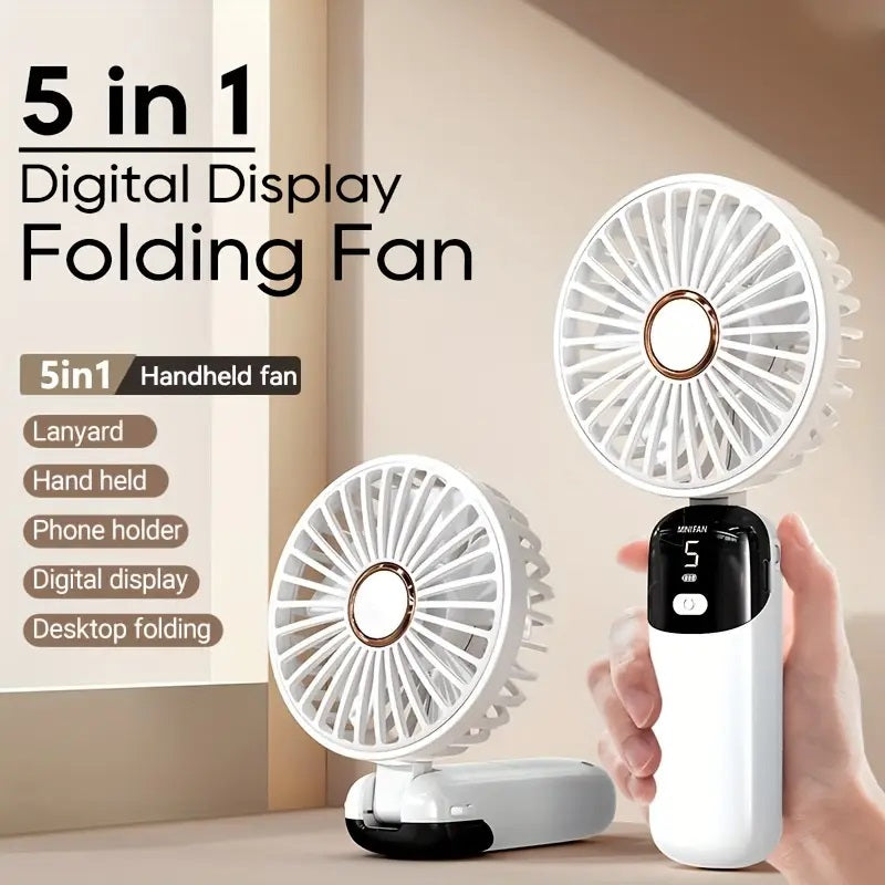 Multifunctional Rechargeable Hand Held Mini Fan - Portable Fan Night Cooler Fresh Air Desk Handy Recharging USB Battery Fan Cute Gift Hand Fan