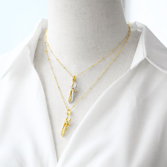 【Love for a Lifetime】 Couple Gold and Silver Dance Pendant Necklace