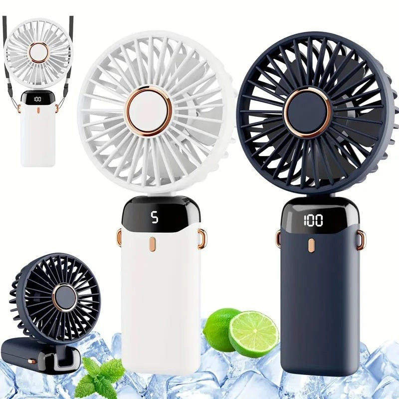 Portable USB Mini Fan- Handheld Cooling Fan Rechargeable Electric LED Fan, Handheld Fan With Phone Stand- Office household Desk Mini Fan HF