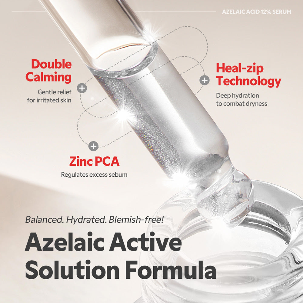 Azelaic Acid 12% Serum - Lightweight Dark Spot Reducer, Gentle Breakout care, For Uneven skin tone, Redness, Red Marks and Acne