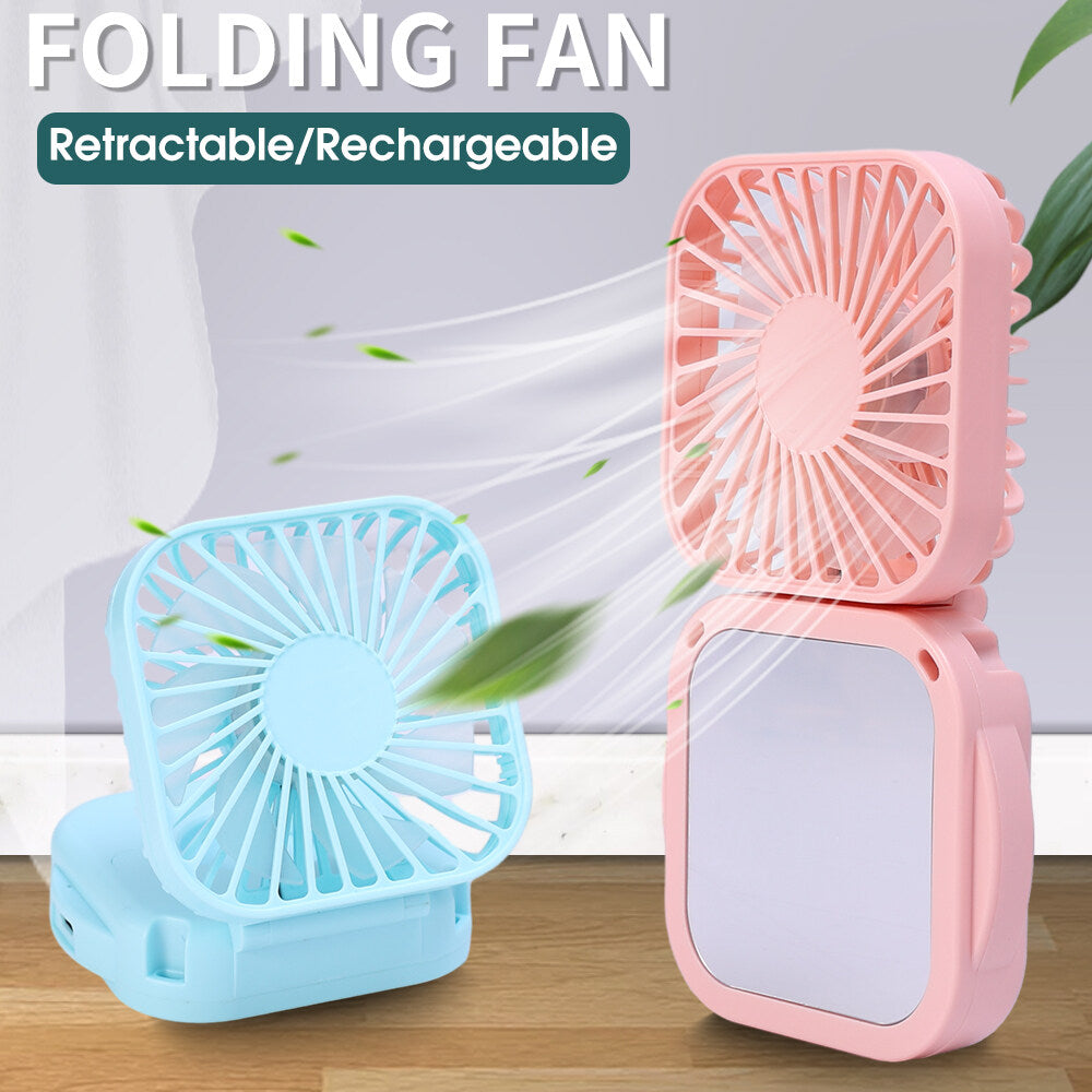 Portable USB Mini Fan- Handheld Cooling Fan Rechargeable Electric LED Fan, Handheld Fan With Phone Stand- Office household Desk Mini Fan HF