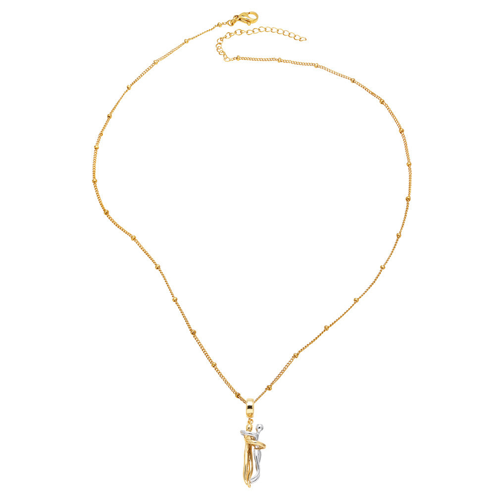 【Love for a Lifetime】 Couple Gold and Silver Dance Pendant Necklace