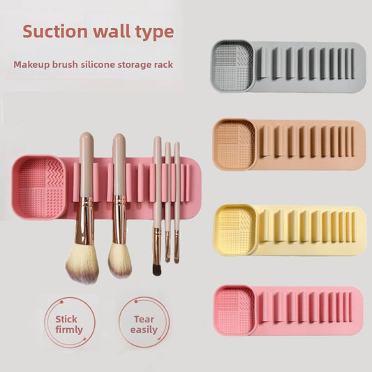 Multi-functional Washing, Brushing and Drying Integrated Makeup Brush, Silicone Beauty Brush Drying Rack, Automatic Adsorption Rack