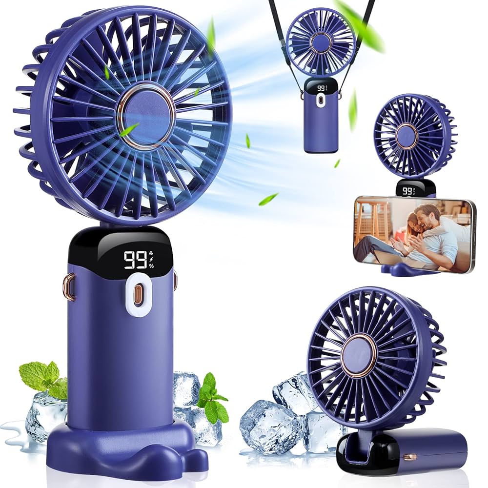 Multifunctional Rechargeable Hand Held Mini Fan - Portable Fan Night Cooler Fresh Air Desk Handy Recharging USB Battery Fan Cute Gift Hand Fan