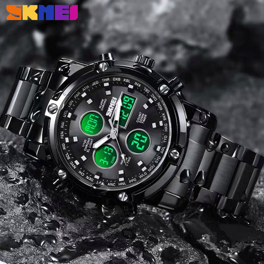 【Online Customer Service】SKMEI Fashionable Quartz Waterproof Dual Display Watch 1389