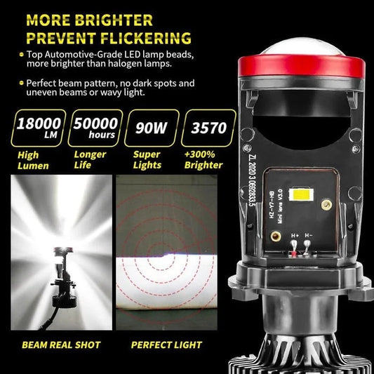 Super bright Y7D H4 LED Headlight Canbus Car Light 6500K 90W 18000LM Conversion Kit High/Low Beam