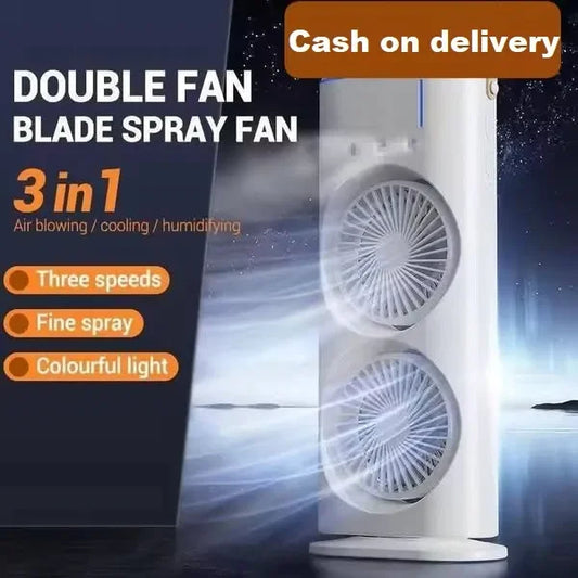 3-in-1 Portable Dual-Head Humidifier Cooling Spray Fan
