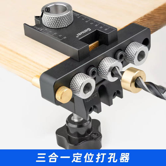 Woodworking Three-in-one Embedded Part Round Wood Dove Positioning and Drilling Tool