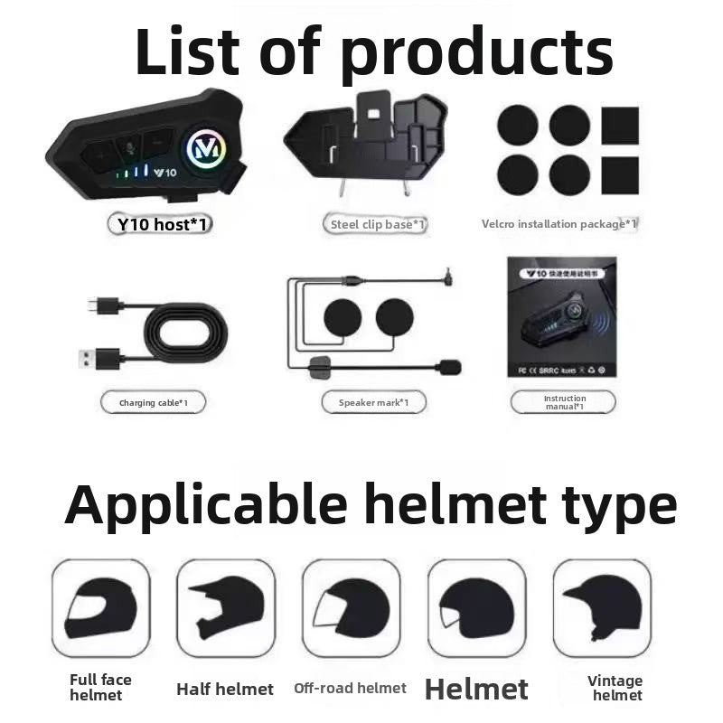 Y10 Helmet Wireless Bluetooth Smart Voice Helmet Long Battery Life Earphones