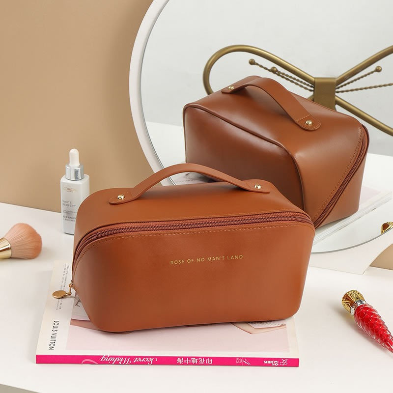 Large Capacity Portable PU Pillow Makeup and Toiletry Storage Bag