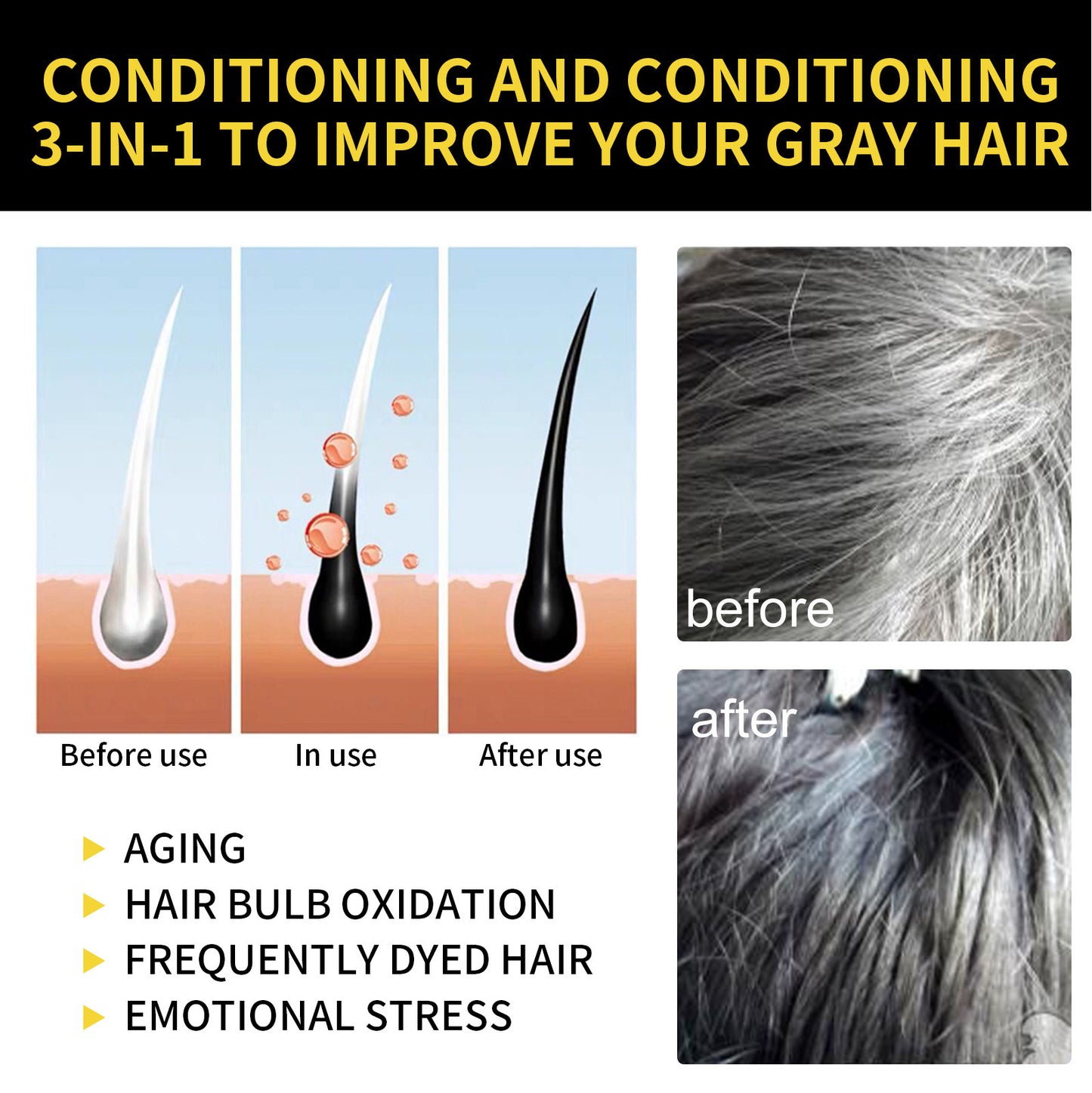 EELHOE Hair Shampoo with He Shou Wu Extract for Black and Smooth Hair