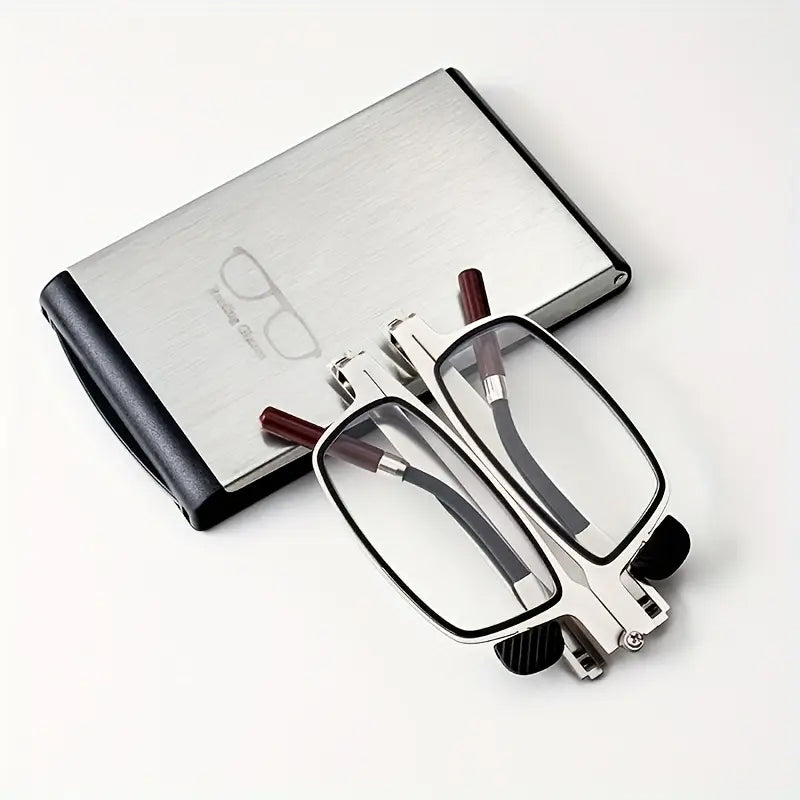 【Online Customer Service】New Phone Holder Red Wood Anti Blue Light Folding Reading Glasses Men Women 1.0 to 4.0 Portable Presbyopic Eyewear with Case 1.5