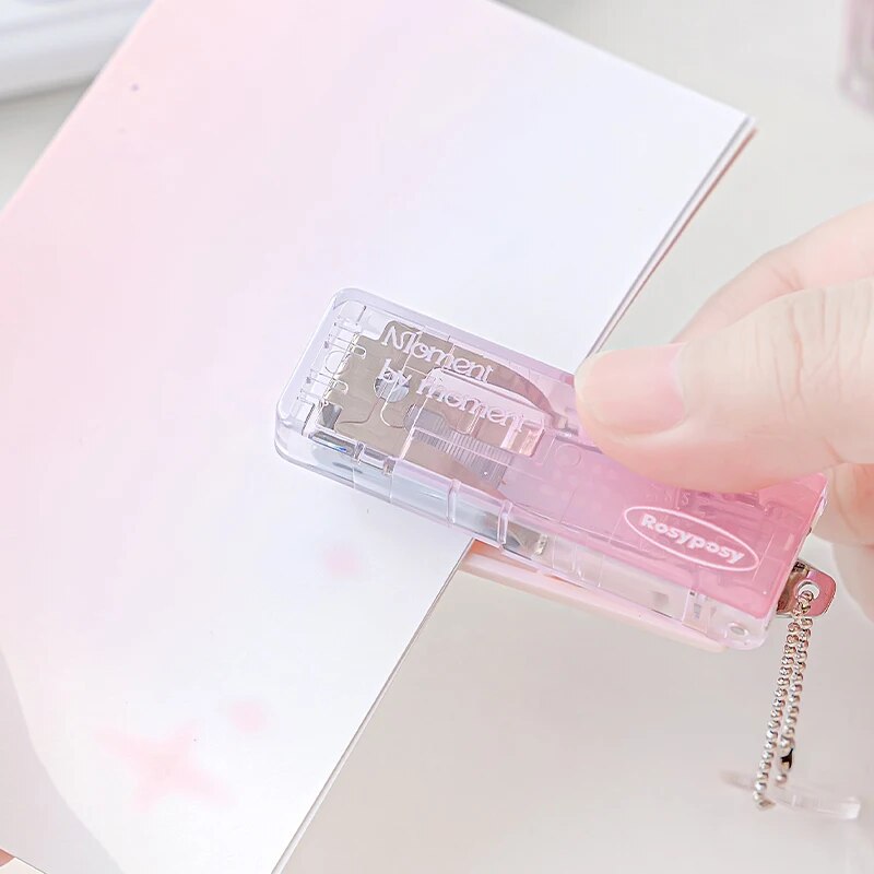 2Style Clear INS Stapler Portable Mini High Value Gradient for Students Office Supplies Korean Bookbinding Tool