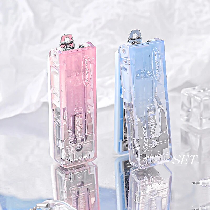 2Style Clear INS Stapler Portable Mini High Value Gradient for Students Office Supplies Korean Bookbinding Tool