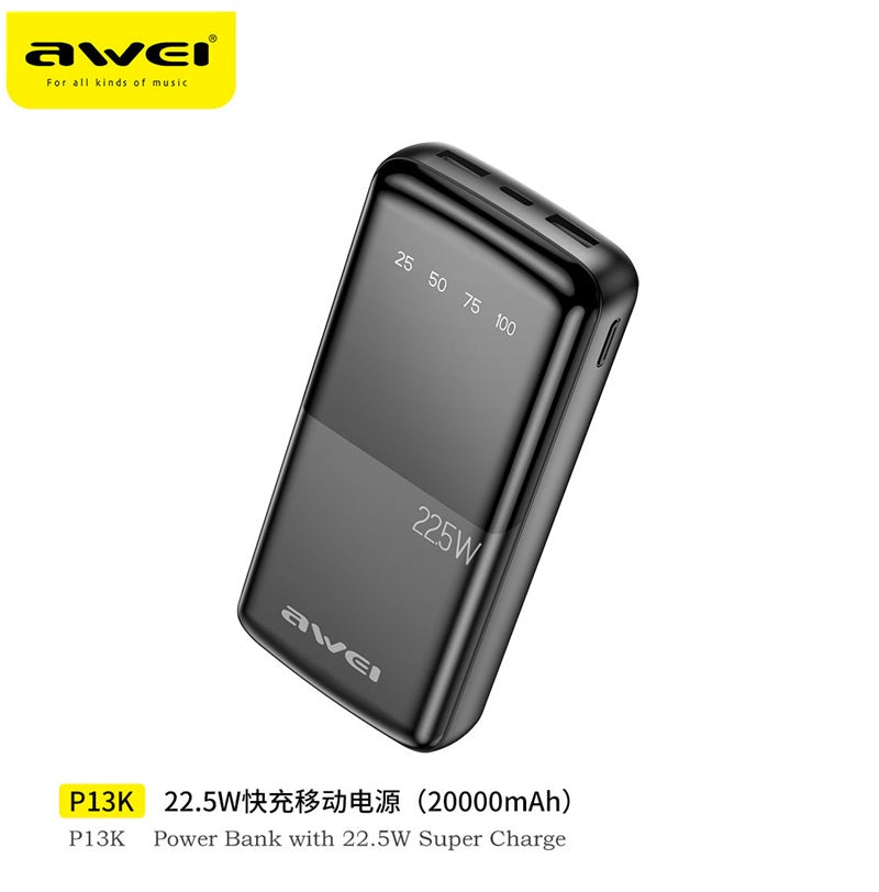 Awei P13K 20000mAh 22.5W Fast Charge Power Bank by Next Gadget