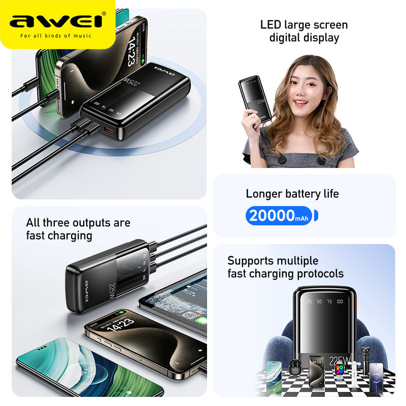 Awei P13K 20000mAh 22.5W Fast Charge Power Bank by Next Gadget