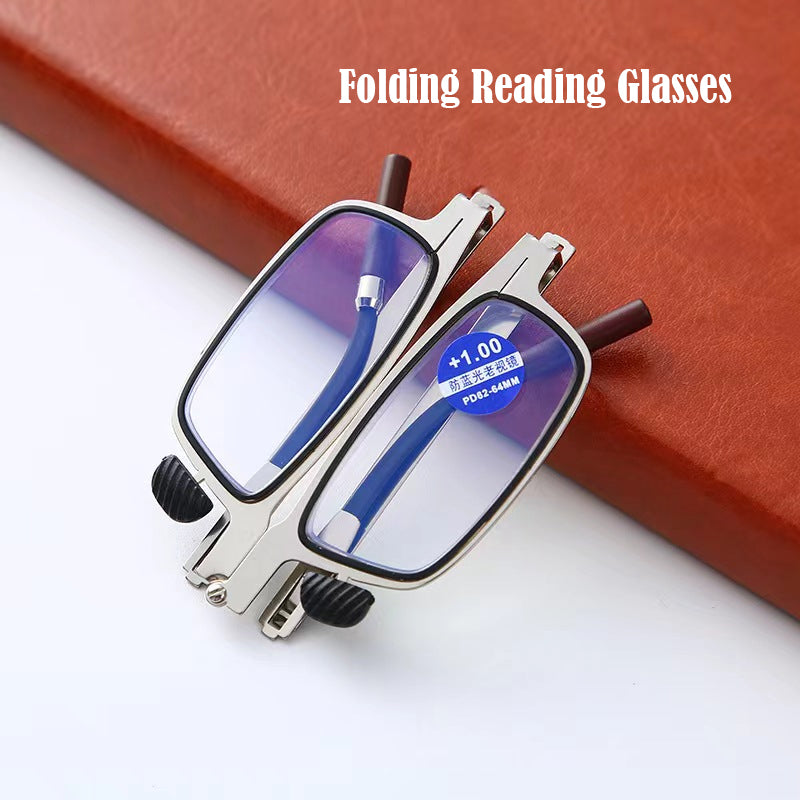 【Online Customer Service】New Phone Holder Red Wood Anti Blue Light Folding Reading Glasses Men Women 1.0 to 4.0 Portable Presbyopic Eyewear with Case 1.5