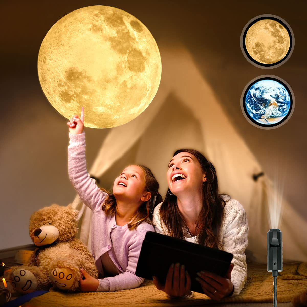 【Authenticity Guarantee】USB Ceiling Moon Earth Projection Atmosphere Light Starry Sky Lamp Night Light Romantic Bedroom Decoration Galaxy Projector