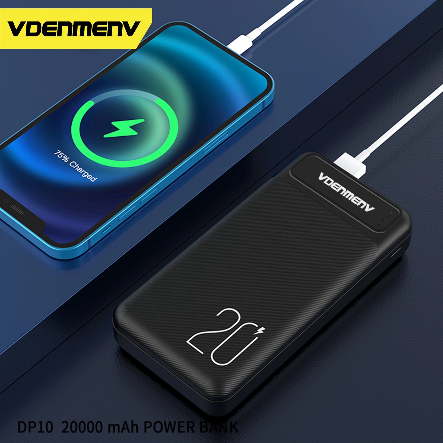 VDENMENV DP10 Dual USB And Type C 20000mAh Power bank with 5V 2.1A Output