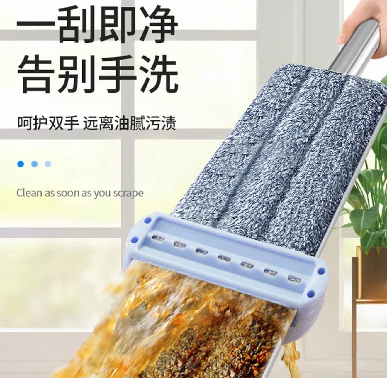 Mop New 42CM aluminum alloy panel flat mop for lazy people without hand washing flat mop with thick rod flat mop for home use