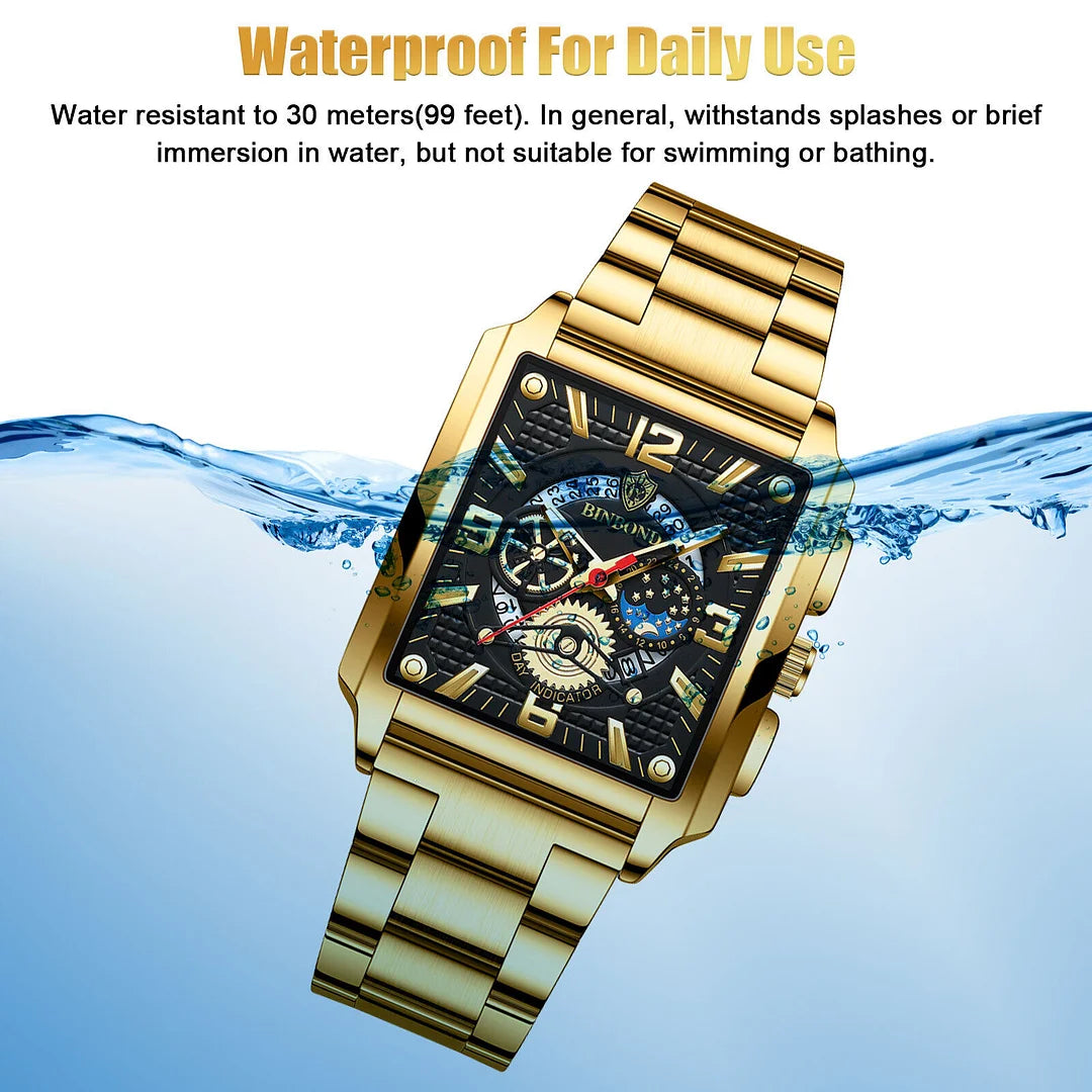 Men's Fully Automatic Square Calendar Watch