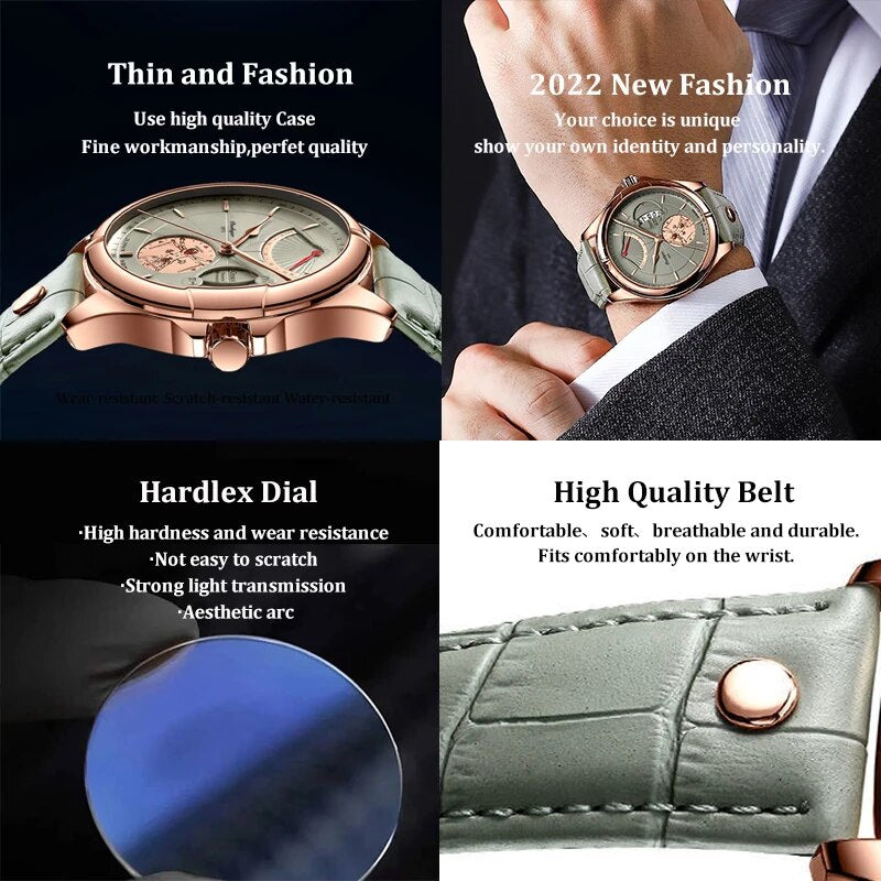 【Limited Time Offer】Men Watch Fashion Top Sport Men's Wristwatch Waterproof Luminous Leather Date Quartz Watches