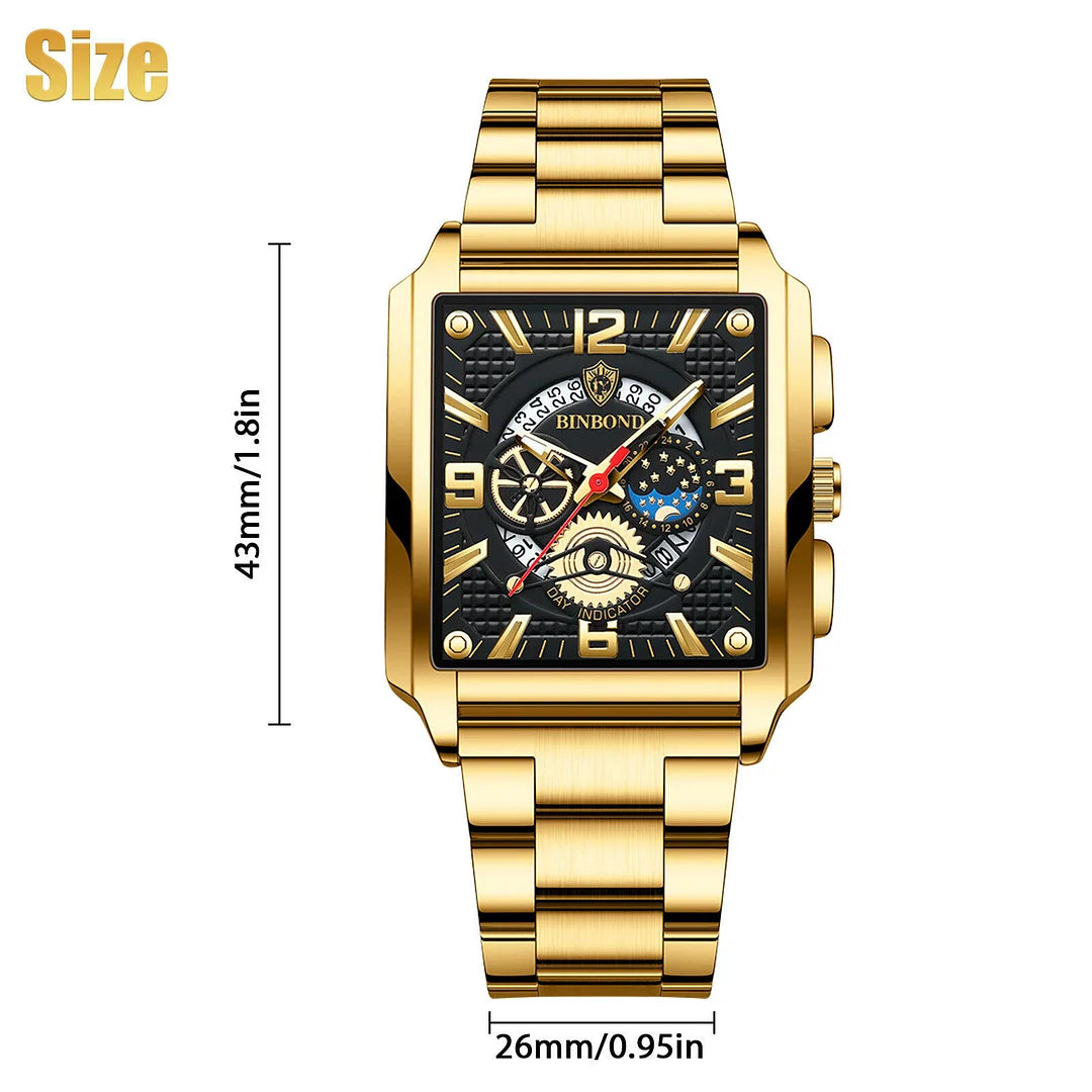 Men's Fully Automatic Square Calendar Watch