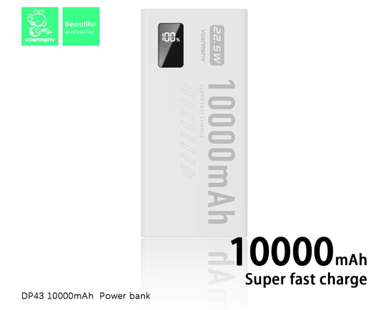 VDENMENV DP43 PD 22.5W QC3.0 10000mAh  Power Bank Compact Portable Fast Charging External Battery Charger 10000 mAh Powerbank