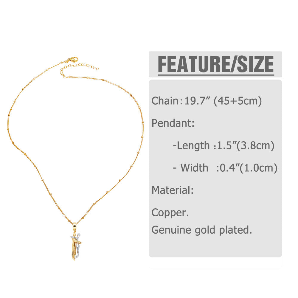 【Love for a Lifetime】 Couple Gold and Silver Dance Pendant Necklace