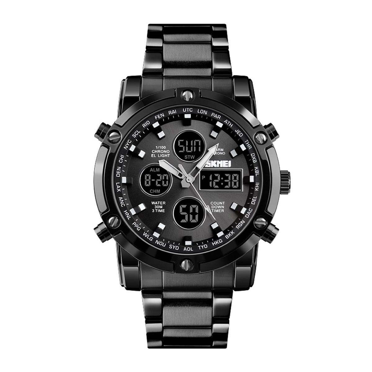 【Online Customer Service】SKMEI Fashionable Quartz Waterproof Dual Display Watch 1389