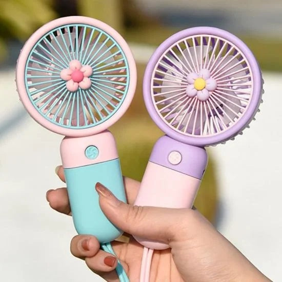 Portable USB Mini Fan- Handheld Cooling Fan Rechargeable Electric LED Fan, Handheld Fan With Phone Stand- Office household Desk Mini Fan HF
