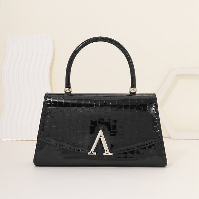 【Overseas Spot】Gold/Red/Silver/Black Alligator Leather Textured Aristocratic Ladies Handbag
