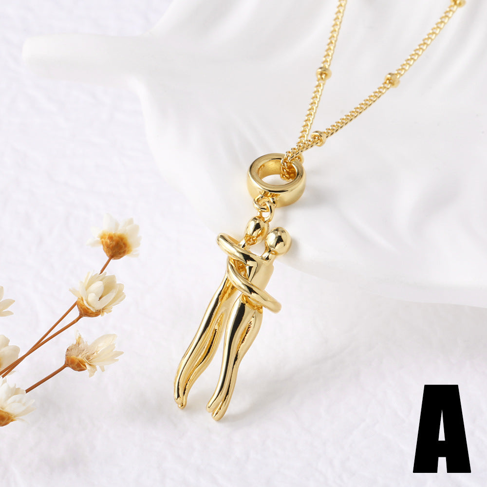 【Love for a Lifetime】 Couple Gold and Silver Dance Pendant Necklace