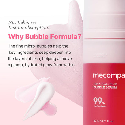 Pink Collagen Bubble Serum | Dual-Layer Micro-Bubble K-Beauty Serum for Firm, Plump & Radiant Skin|Hydrating, Healthy-looking Glow|Collagen, Niacinamide
