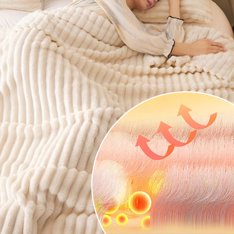🎅Super Soft Fur Ribbed Fleece Throw Blanket⛄🔥