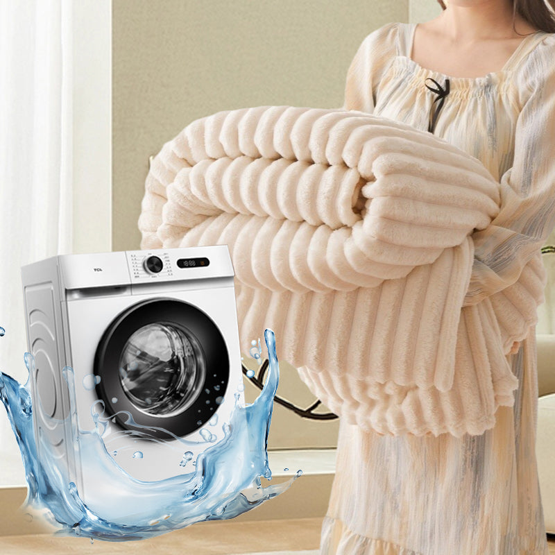 🎅Super Soft Fur Ribbed Fleece Throw Blanket⛄🔥