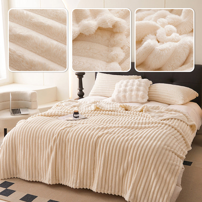 🎅Super Soft Fur Ribbed Fleece Throw Blanket⛄🔥