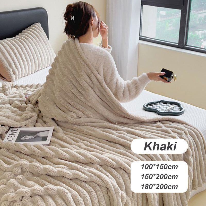 🎅Super Soft Fur Ribbed Fleece Throw Blanket⛄🔥