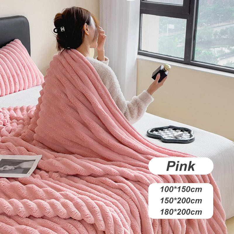 🎅Super Soft Fur Ribbed Fleece Throw Blanket⛄🔥