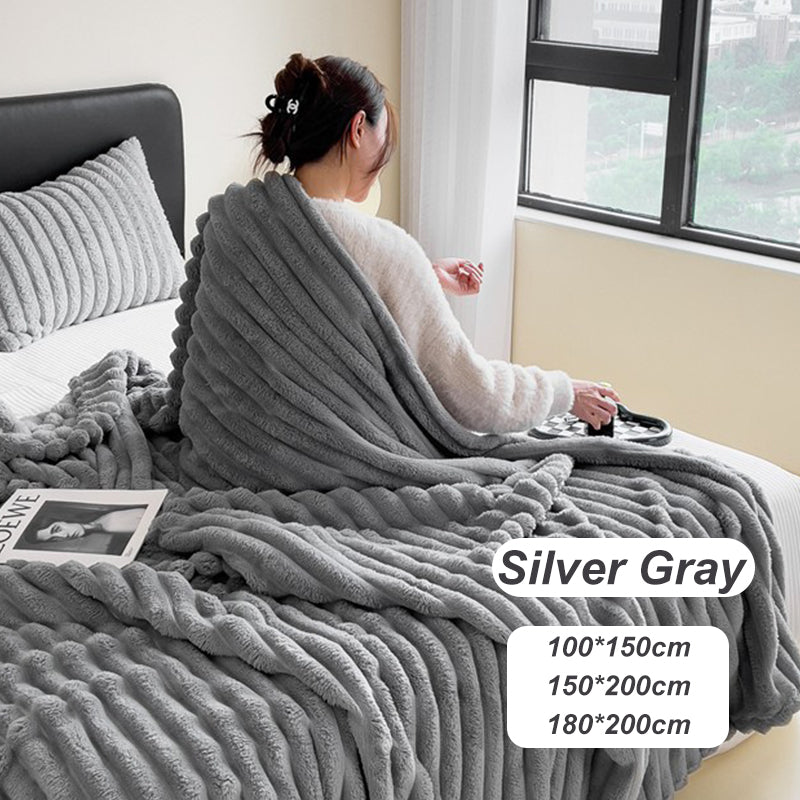 🎅Super Soft Fur Ribbed Fleece Throw Blanket⛄🔥