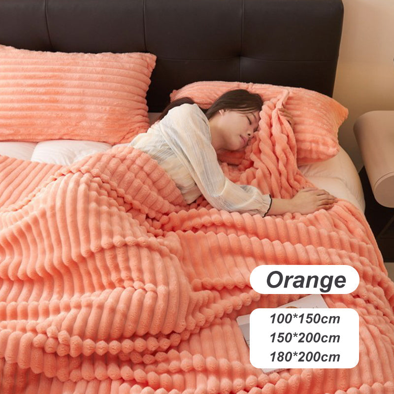 🎅Super Soft Fur Ribbed Fleece Throw Blanket⛄🔥