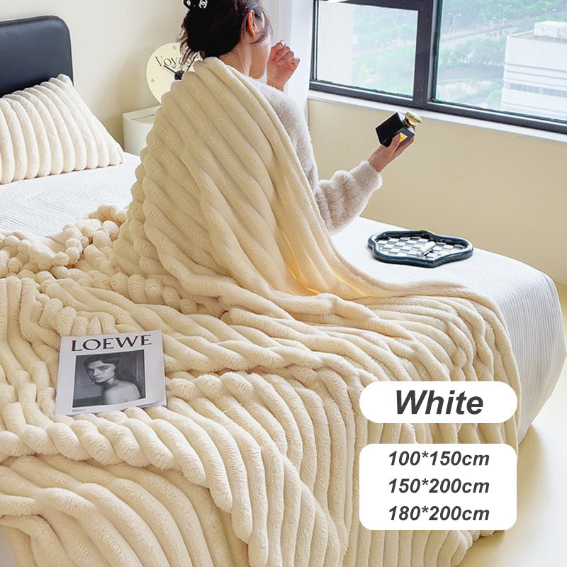 🎅Super Soft Fur Ribbed Fleece Throw Blanket⛄🔥