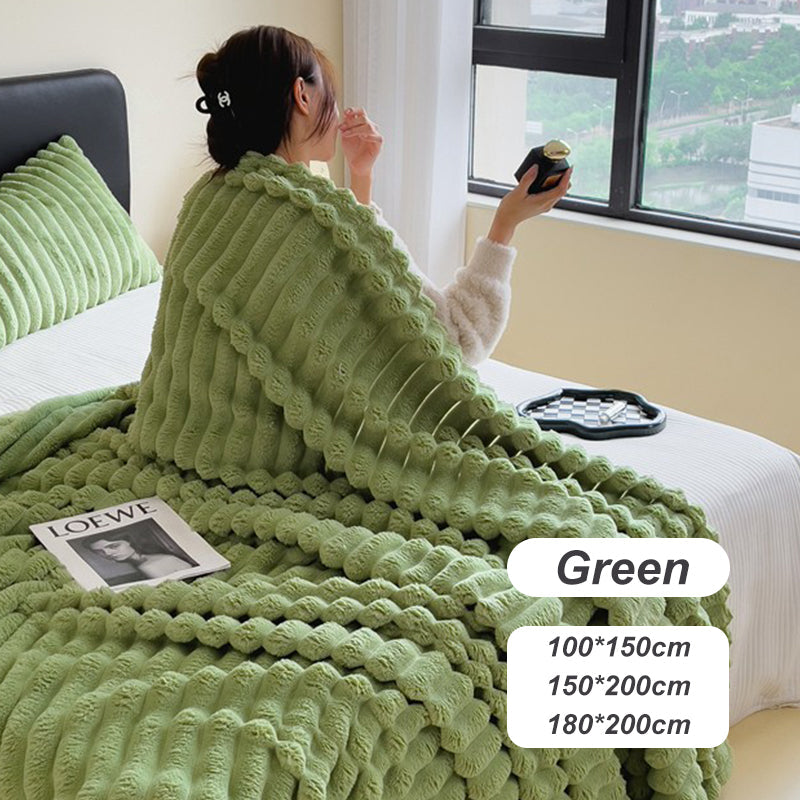 🎅Super Soft Fur Ribbed Fleece Throw Blanket⛄🔥