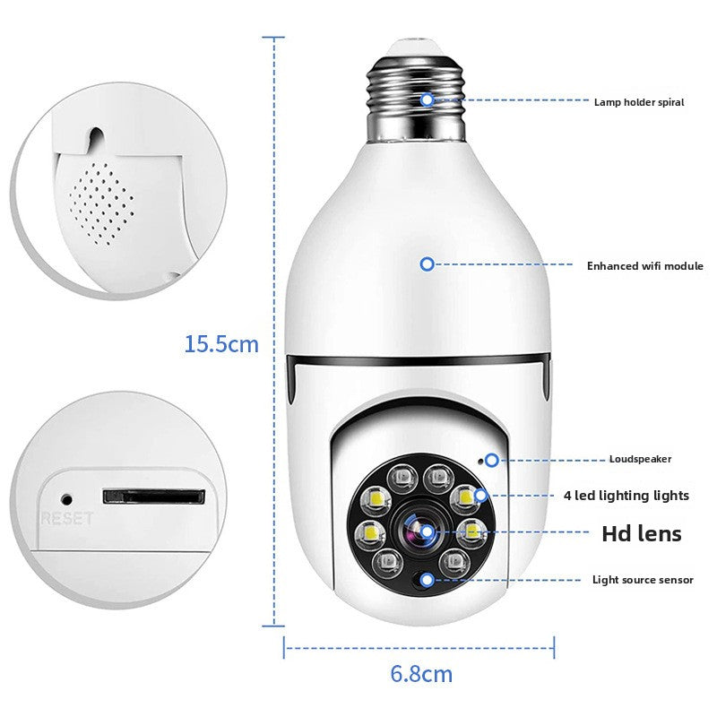360 Degree Rotating Panoramic HD Bulb Type Surveillance Camera Home Wireless Camera